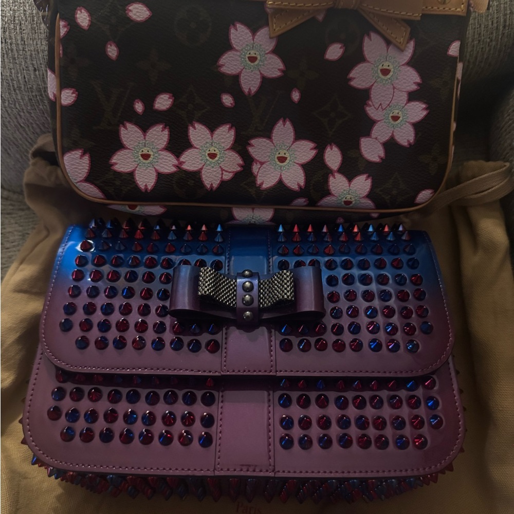 Louboutin Studded Blue and Red Women's Bag - Picture 17 of 17